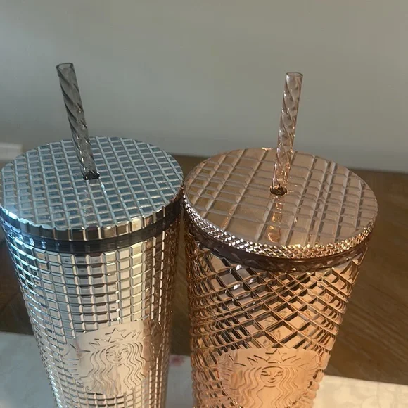 Starbucks bundle of 2 Holiday Silver Venti Tumbler. 24oz Tumbler- Rose Gold - Picture 3 of 3